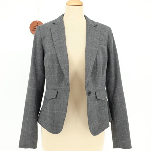 Banana Republic Factory Gray Blazer Size 4 Pleated Back Office Corpcore Career - Picture 5 of 7